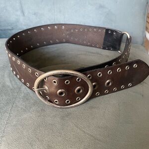 Fossil Dark Brown leather Belt with Silver Eyelets